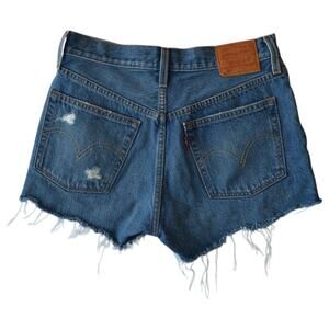 Levi’s 501 Cutoff Denim Shorts Size 26 Distressed High Rise Button Fly